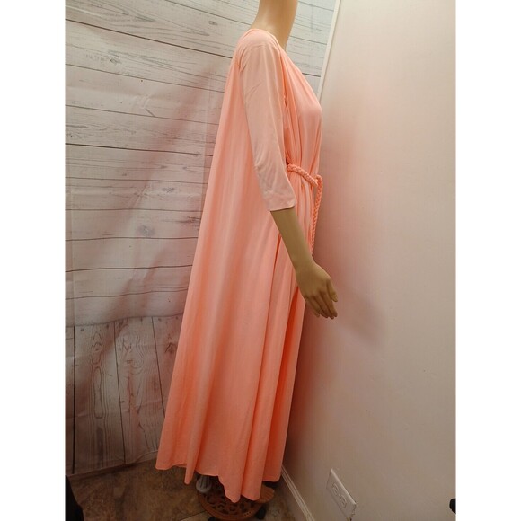 Vtg Fith Avenue Robes  Nightgown Nylon Long Flowy Gown Peach Sz S - Picture 3 of 10